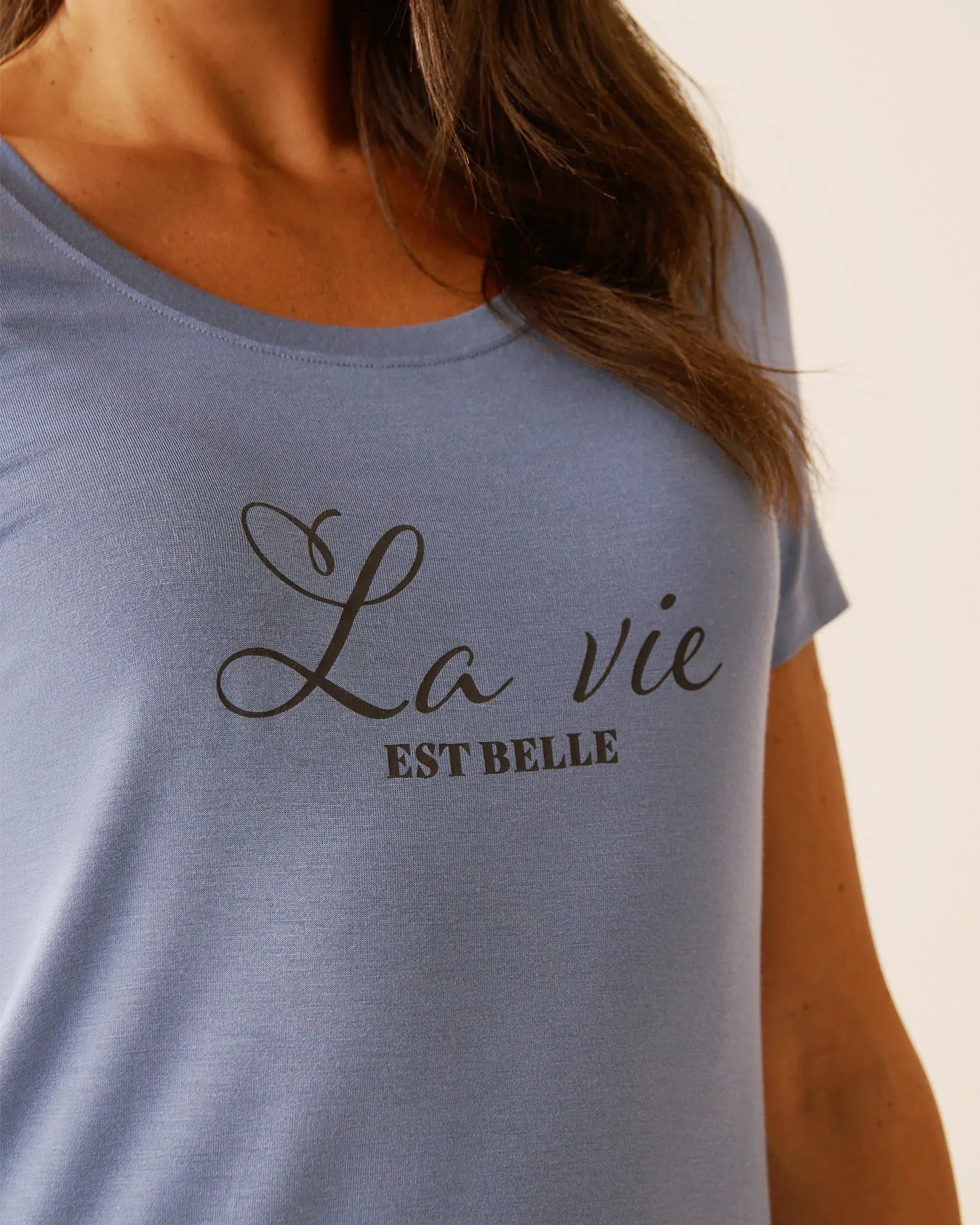 La Vie en Rose_Stonewash_Soft Jersey Short Sleeve Sleepshirt_60500209_40011_03