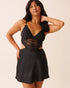 La Vie en Rose_Black Beauty_Lace and Satin Nightie with Cut-Out _60500215_00001_01