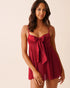 La Vie en Rose_Savvy Red_Open Front Satin and Mesh Babydoll with Bow_60500216_60215_01