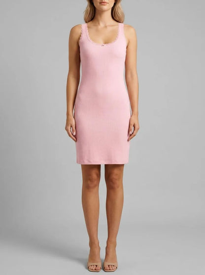 La Vie en Rose_Tickled Pink_Ribbed Modal and Lace Trim Nightie_60500221_60229_00