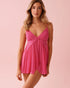 La Vie en Rose_Fuchsia Rose_Open Front Floral Lace and Mesh Babydoll_60500223_60228_01