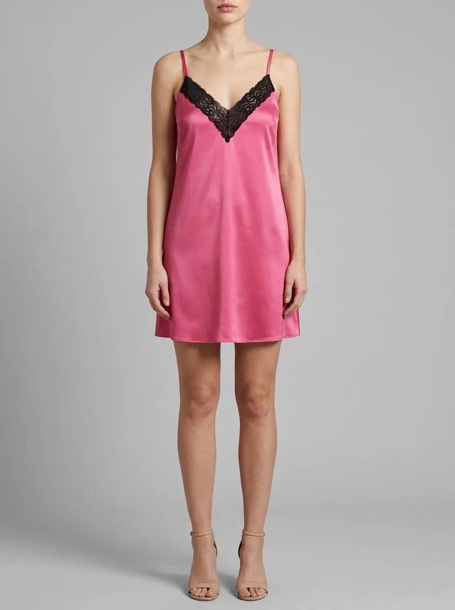 La Vie en Rose_Fuchsia Rose_Lace Trim Modal Nightie_60500224_60228_00