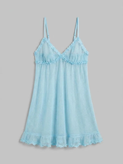 La Vie en Rose Stratosphere Women LUXURY EDITION Ruffled Swiss Dot Mesh Nightie SKU: 60500227_40274 Image 00