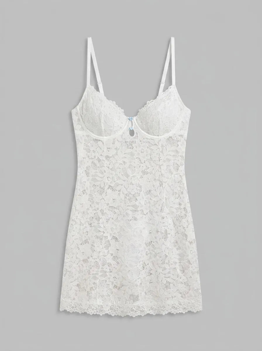 La Vie en Rose Snow White Women LUXURY EDITION Floral Lace Nightie with Underwire SKU: 60500228_10011 Image 00