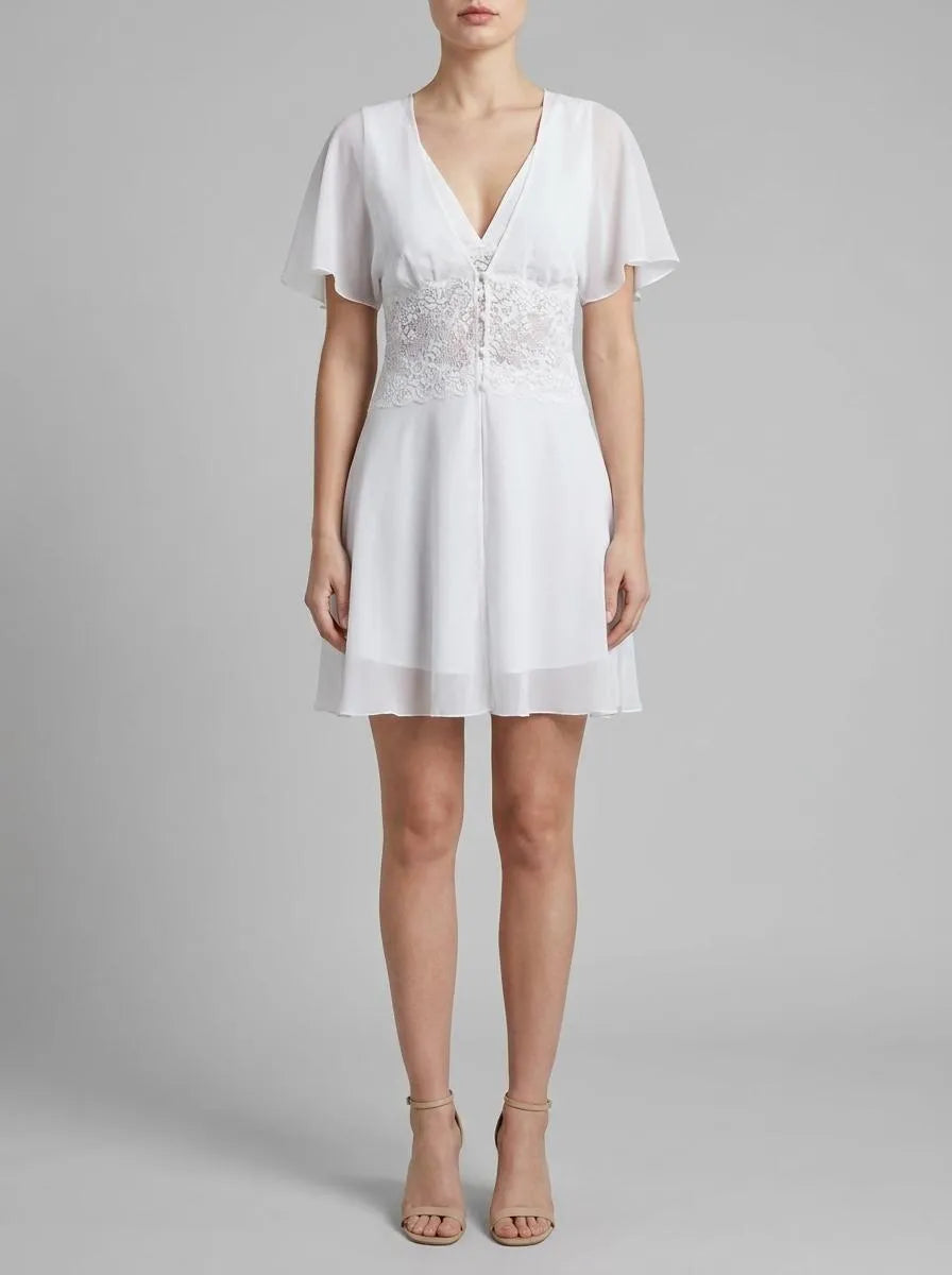 La Vie en Rose Snow White Women LUXURY EDITION Chiffon and Lace Open Front Nightie SKU: 60500229_10011 Image 00