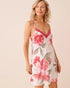 La Vie en Rose Snow White Flowers Women LUXURY EDITION Camellia Print Lace Trim Satin Nightie SKU: 60500232_P10585 Image 01