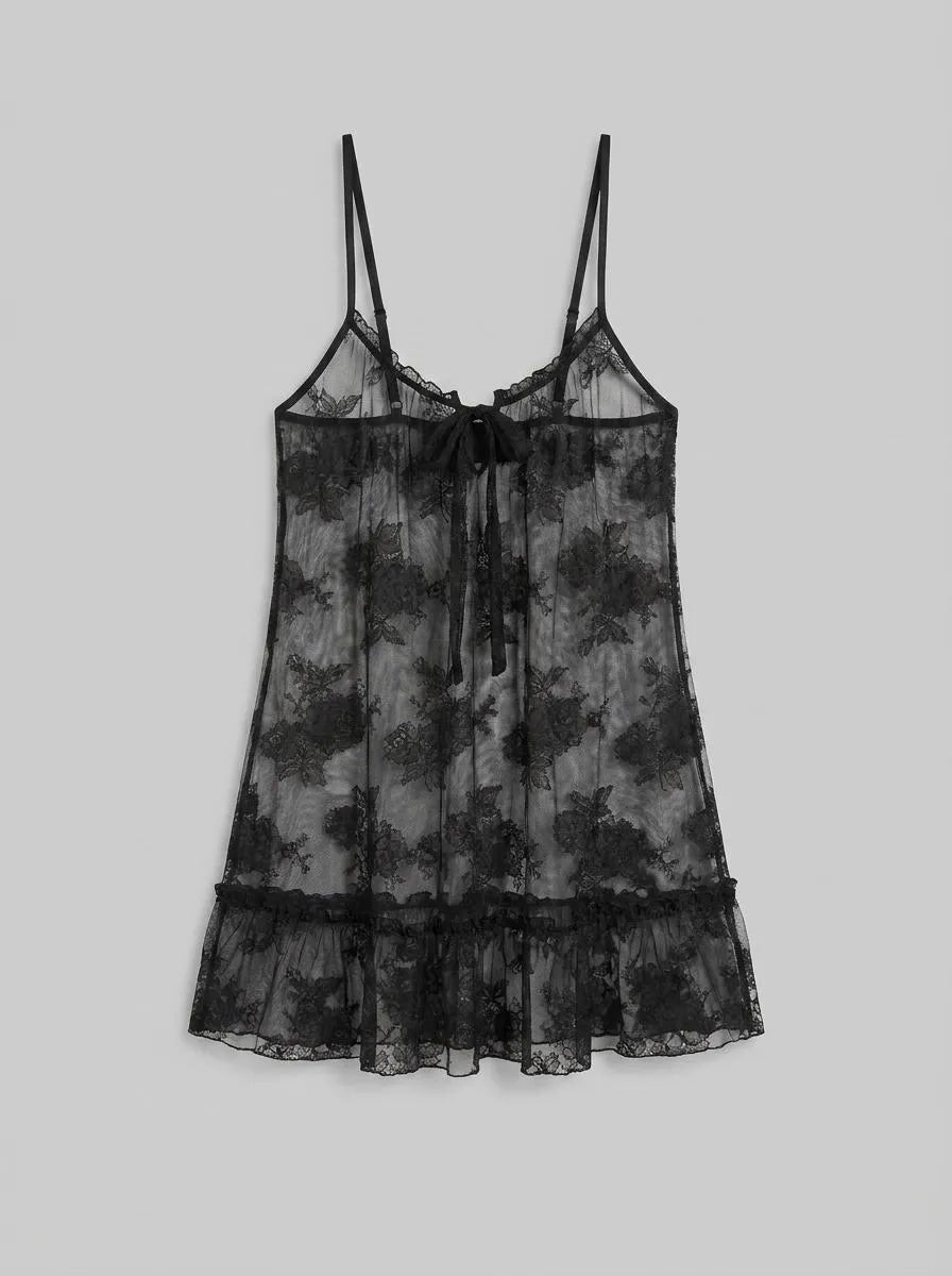 La Vie en Rose Black Beauty Women Sheer Floral Mesh Nightie SKU: 60500236_00001 Image 00