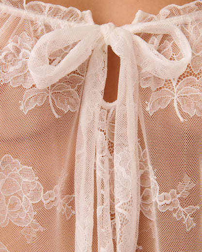 La Vie en Rose Snow White Women Sheer Floral Mesh Nightie SKU: 60500236_10011 Image 03