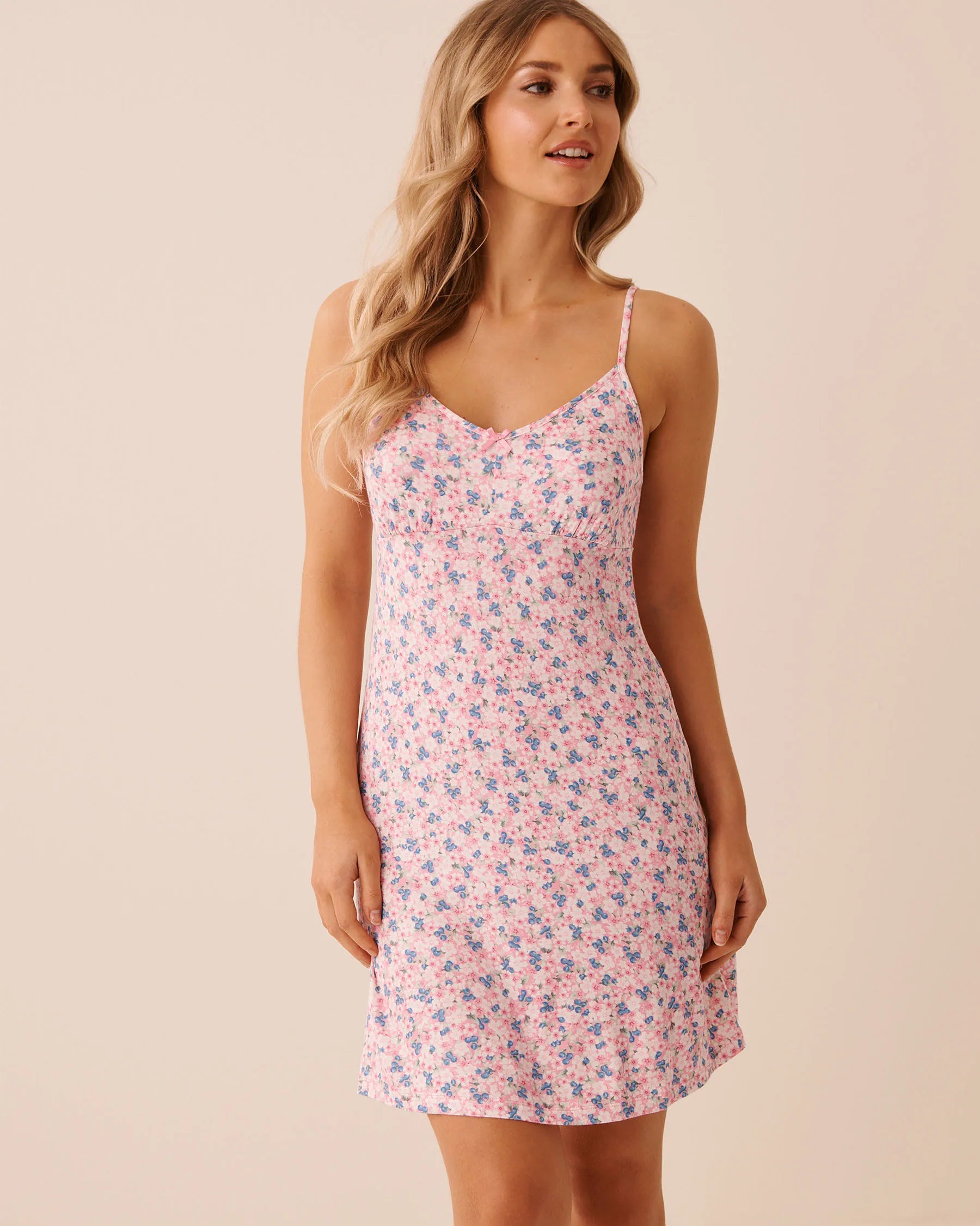 La Vie en Rose Blueberry Ditsy Women Bloom &amp; Berry Print Soft Jersey Nightie SKU: 60500237_P60472 Image 01