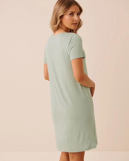 La Vie en Rose Frosty Green Women Chicken Print Soft Jersey Short Sleeve Sleepshirt SKU: 60500238_30055 Image 02
