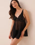 La Vie en Rose Black Beauty Women Floral Lace and Mesh Babydoll SKU: 60500240_00001 Image 01