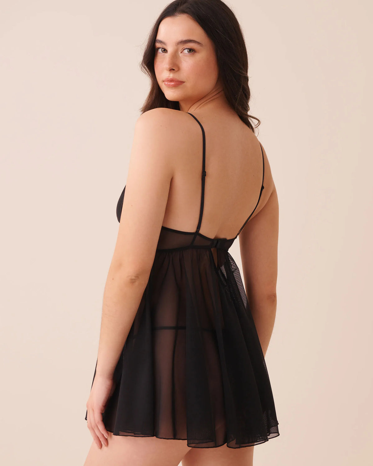 La Vie en Rose Black Beauty Women Floral Lace and Mesh Babydoll SKU: 60500240_00001 Image 02