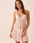 La Vie en Rose Snow White Peach Women Rose Print Frill Mesh Nightie SKU: 60500243_P10602 Image 01