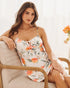 La Vie en Rose Snow White Peach Women LUXURY EDITION Peach Print Keyhole Tie Satin Nightie SKU: 60500244_P10602 Image 00