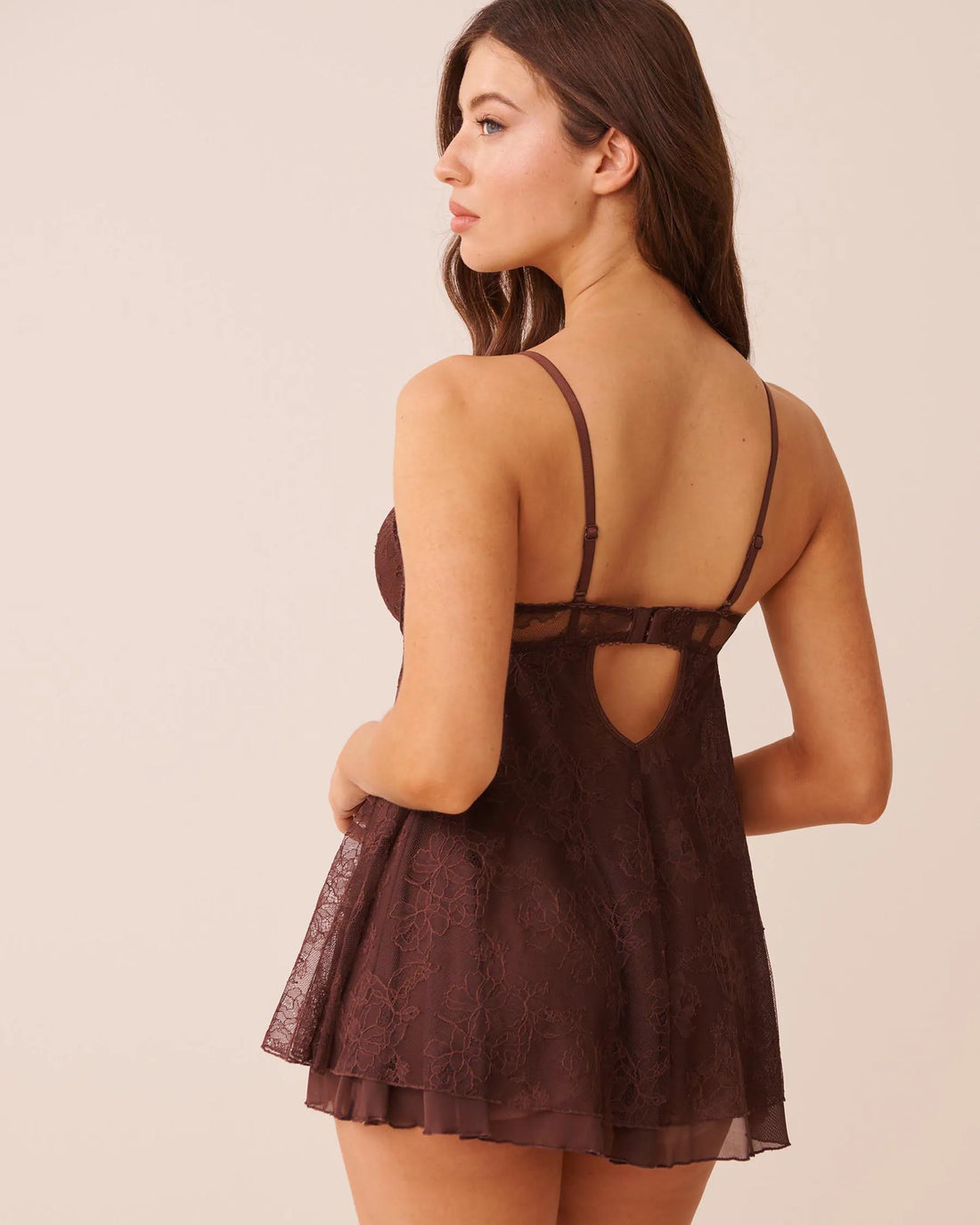 La Vie en Rose Brown Stone Women Push-Up Floral Lace Babydoll SKU: 60500251_20131 Image 02