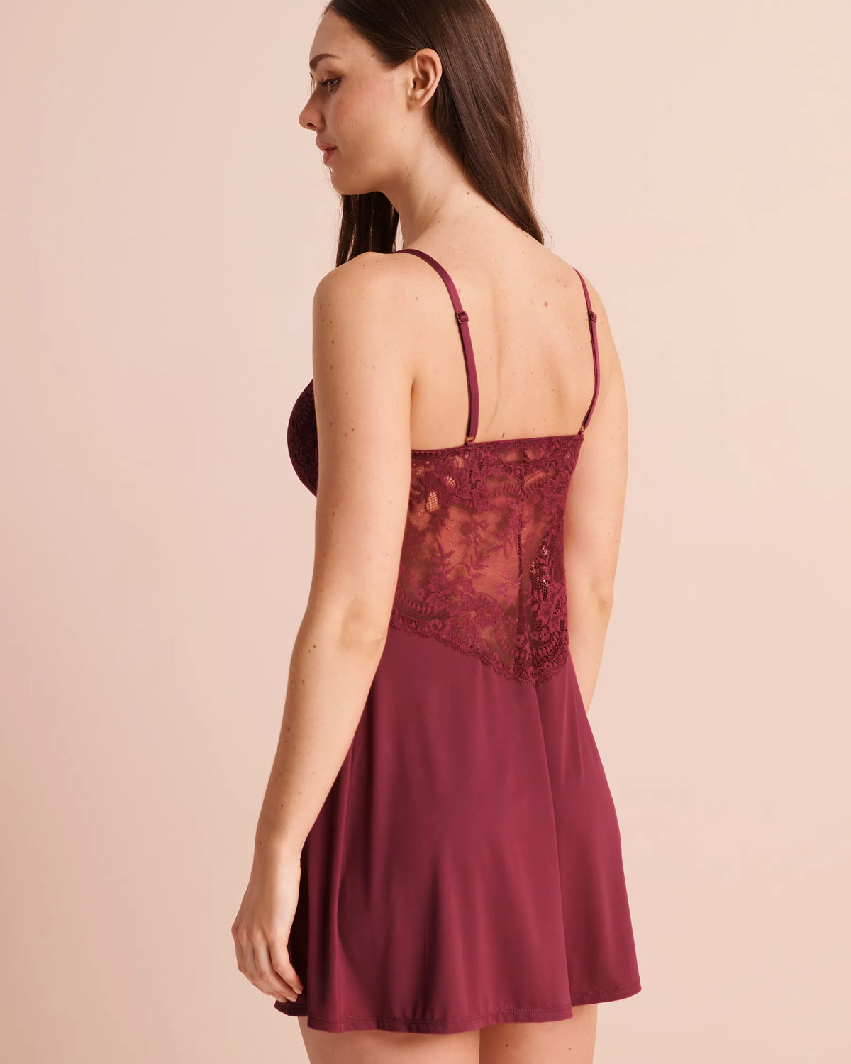 La Vie en Rose Beaujolais Women Lace-Trim Nightie SKU: 60500258_60123 Image 02