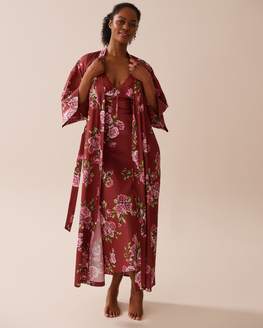 La Vie en Rose_Sun-Dried Flowers_LUXURY EDITION Rose Print Satin Long Kimono_60600098_P60390_07