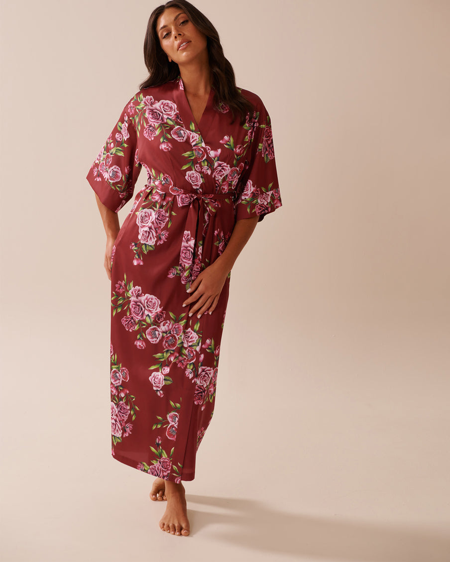 La Vie en Rose_Sun-Dried Flowers_LUXURY EDITION Rose Print Satin Long Kimono_60600098_P60390_08