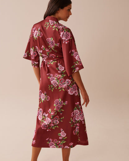 La Vie en Rose_Sun-Dried Flowers_LUXURY EDITION Rose Print Satin Long Kimono_60600098_P60390_09