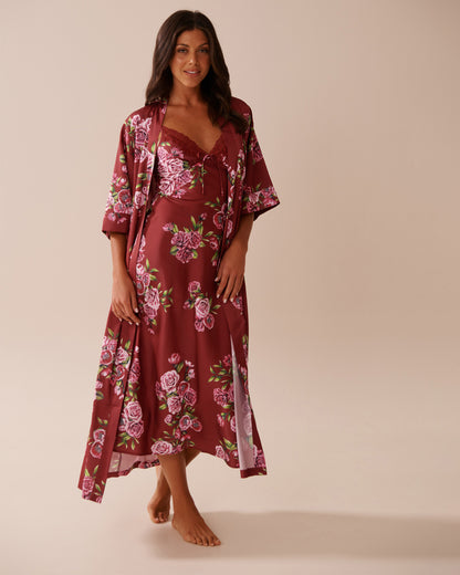 La Vie en Rose_Sun-Dried Flowers_LUXURY EDITION Rose Print Satin Long Kimono_60600098_P60390_11