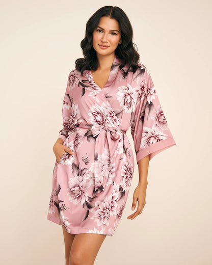 La Vie en Rose_Zephyr Flowers_Dahlia Print Satin and Chiffon Kimono_60600101_P60399_01