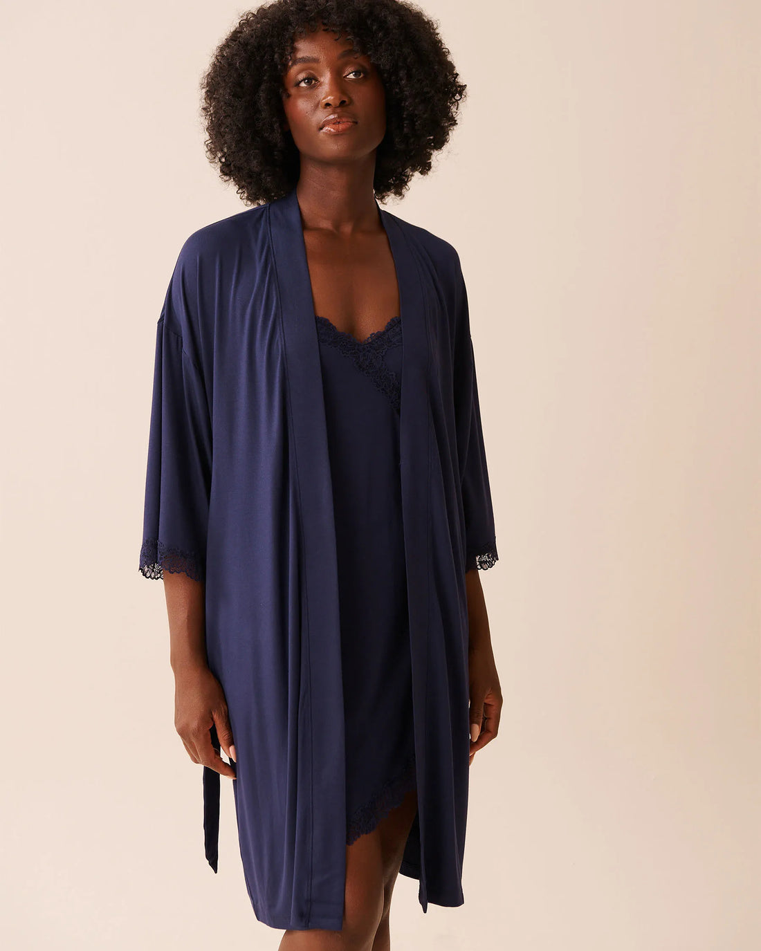 La Vie en Rose_Evening Blue_Lace Trim Modal Kimono_60600108_40009_04