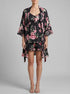 La Vie en Rose_Black & Pink Flowers_Peony Print Recycled Fibers Mesh Trim Kimono_60600111_P00489_00