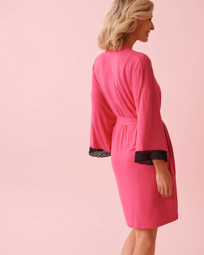 La Vie en Rose_Fuchsia Rose_Lace Trim Modal Kimono_60600112_60228_04
