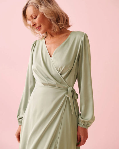 La Vie en Rose_Green_Satin Long Sleeve Sleepshirt_60600115_30059_03