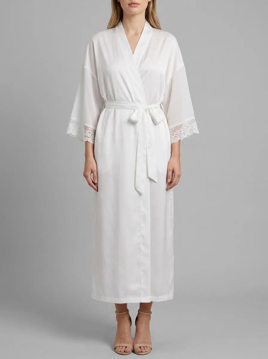 La Vie en Rose Snow White Women LUXURY EDITION Satin and Chiffon Kimono SKU: 60600116_10011 Image 00