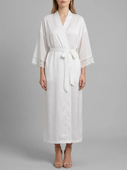 La Vie en Rose Snow White Women LUXURY EDITION Satin and Chiffon Kimono SKU: 60600116_10011 Image 00