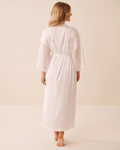 La Vie en Rose Snow White Women LUXURY EDITION Satin and Chiffon Kimono SKU: 60600116_10011 Image 02