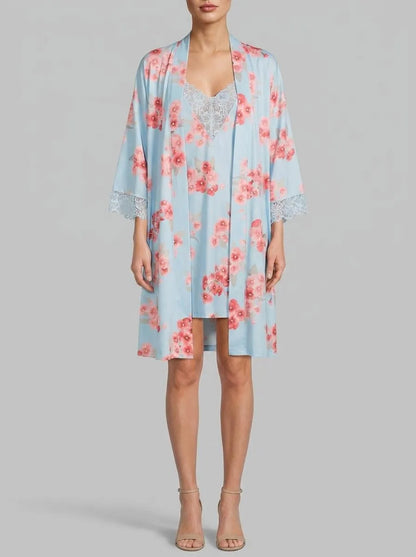 La Vie en Rose Stratosphere Blossom Women Spring Blossom Print Lace Trim Kimono SKU: 60600118_P40551 Image 00