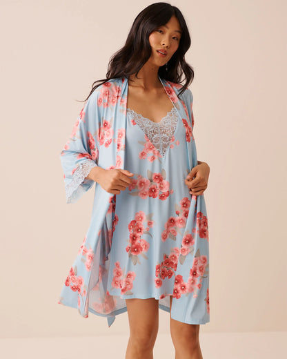 La Vie en Rose Stratosphere Blossom Women Spring Blossom Print Lace Trim Kimono SKU: 60600118_P40551 Image 01