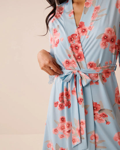 La Vie en Rose Stratosphere Blossom Women Spring Blossom Print Lace Trim Kimono SKU: 60600118_P40551 Image 04