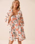 La Vie en Rose Snow White Peach Women LUXURY EDITION Peach Print Satin Kimono SKU: 60600122_P10602 Image 01