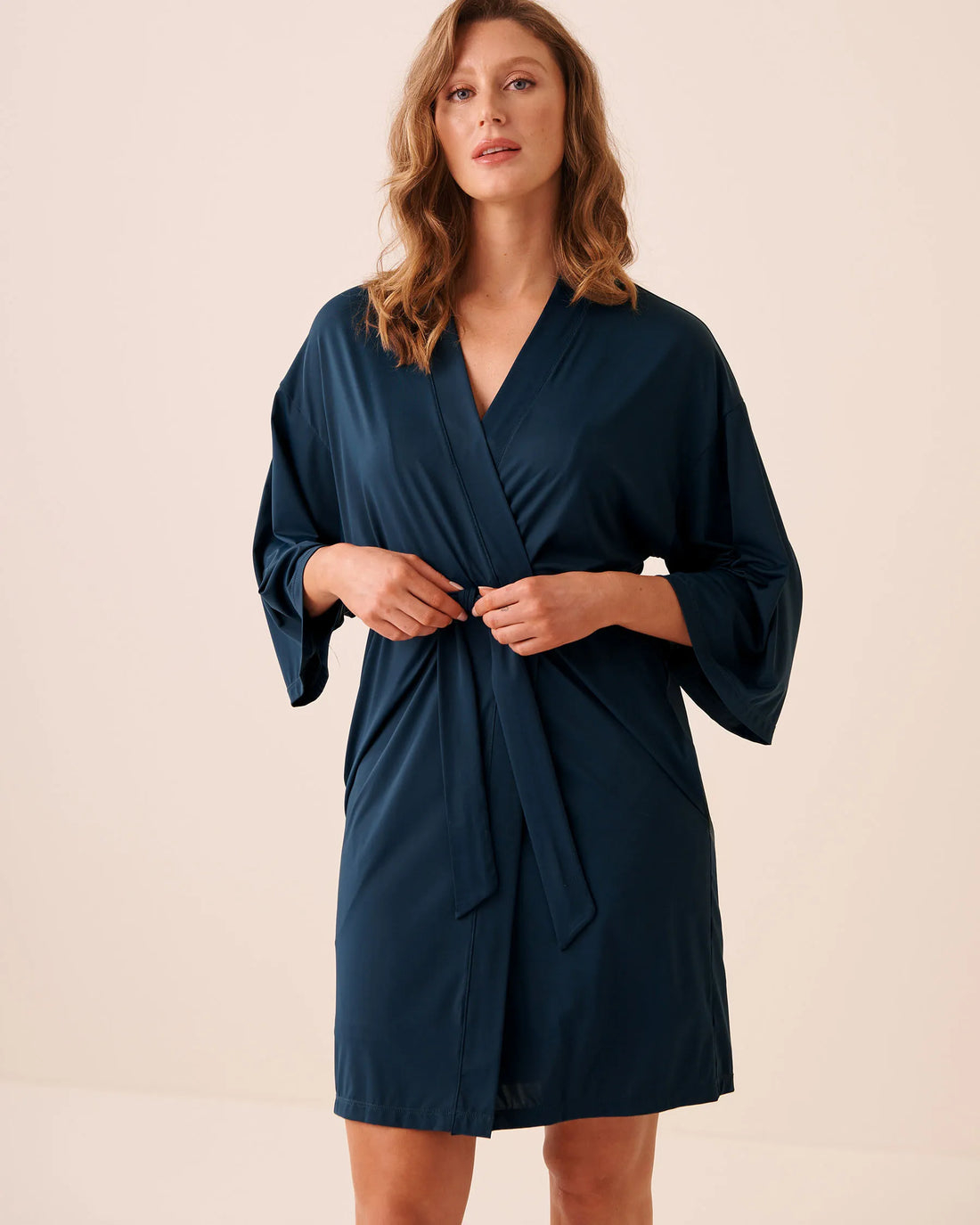 La Vie en Rose Midnight Navy Women Microfiber Kimono SKU: 60600123_40008 Image 01