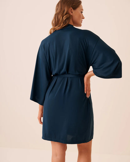 La Vie en Rose Midnight Navy Women Microfiber Kimono SKU: 60600123_40008 Image 02