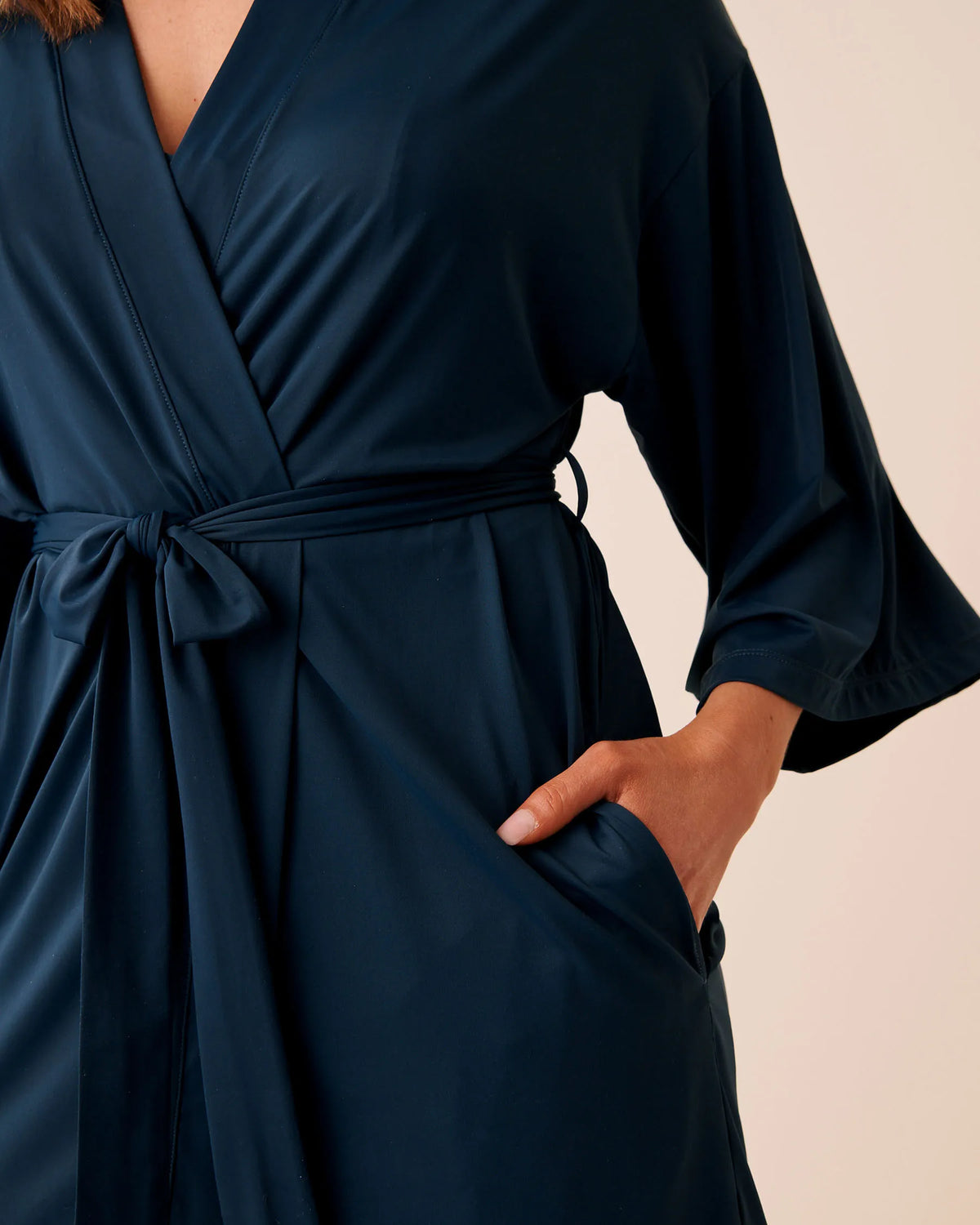 La Vie en Rose Midnight Navy Women Microfiber Kimono SKU: 60600123_40008 Image 03