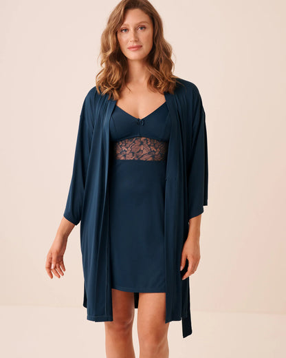 La Vie en Rose Midnight Navy Women Microfiber Kimono SKU: 60600123_40008 Image 04