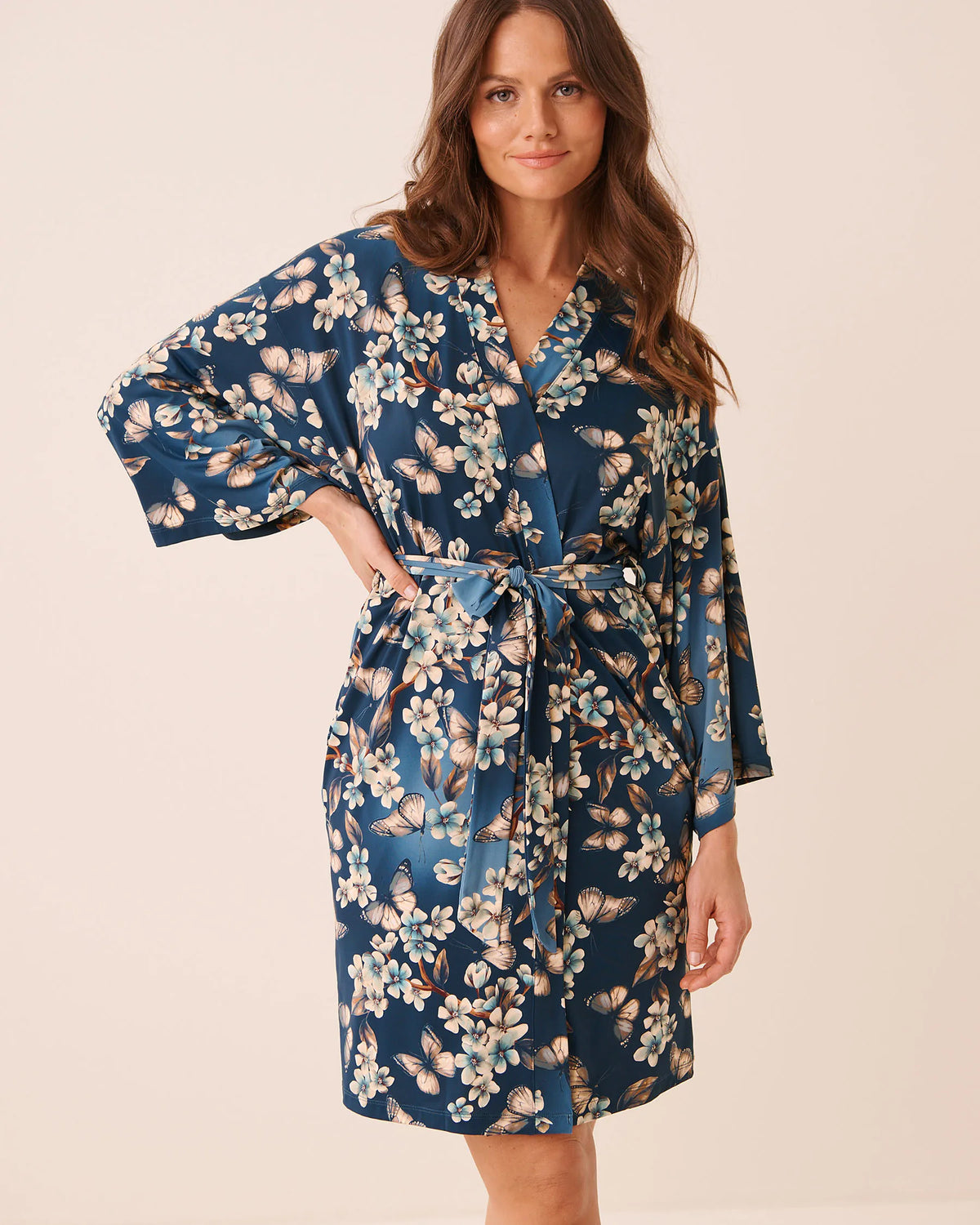 La Vie en Rose Butterfly Garden Women Microfiber Kimono SKU: 60600123_P40613 Image 03