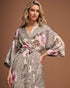 La Vie en Rose Leopard Garden Women Luxury Edition Floral Leopard Print Satin Kimono SKU: 60600124_P20099 Image 01
