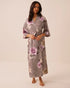 La Vie en Rose Leopard Garden Women Luxury Edition Floral Leopard Print Satin Long Kimono SKU: 60600125_P20099 Image 01