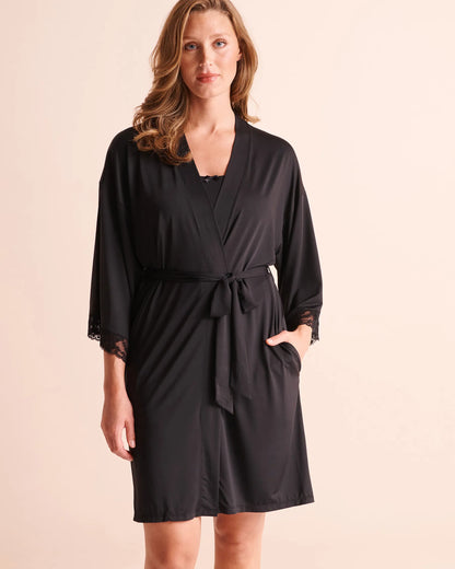 La Vie en Rose Black Beauty Women Lace-Trim Kimono SKU: 60600129_00001 Image 01
