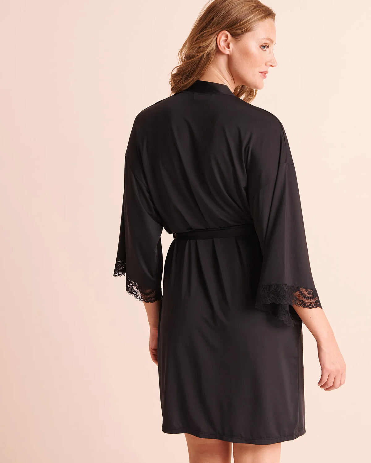 La Vie en Rose Black Beauty Women Lace-Trim Kimono SKU: 60600129_00001 Image 02