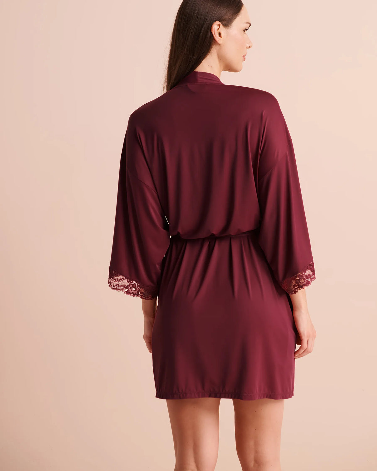 La Vie en Rose Beaujolais Women Lace-Trim Kimono SKU: 60600129_60123 Image 04