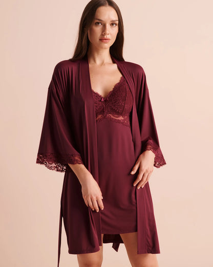 La Vie en Rose Beaujolais Women Lace-Trim Kimono SKU: 60600129_60123 Image 06