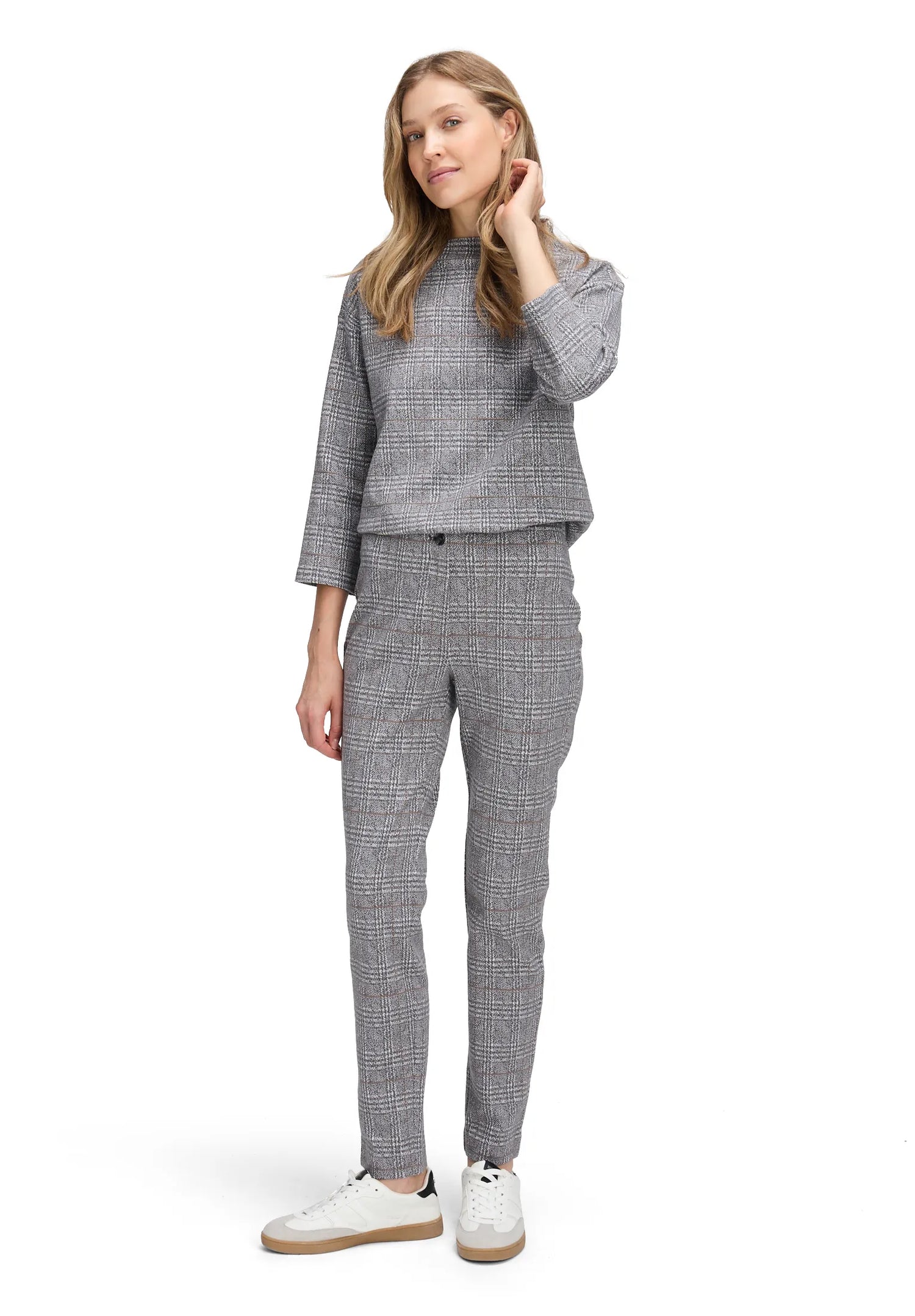 Betty Barclay_Grey/Beige_Check Trousers_6093-1659_9876_01