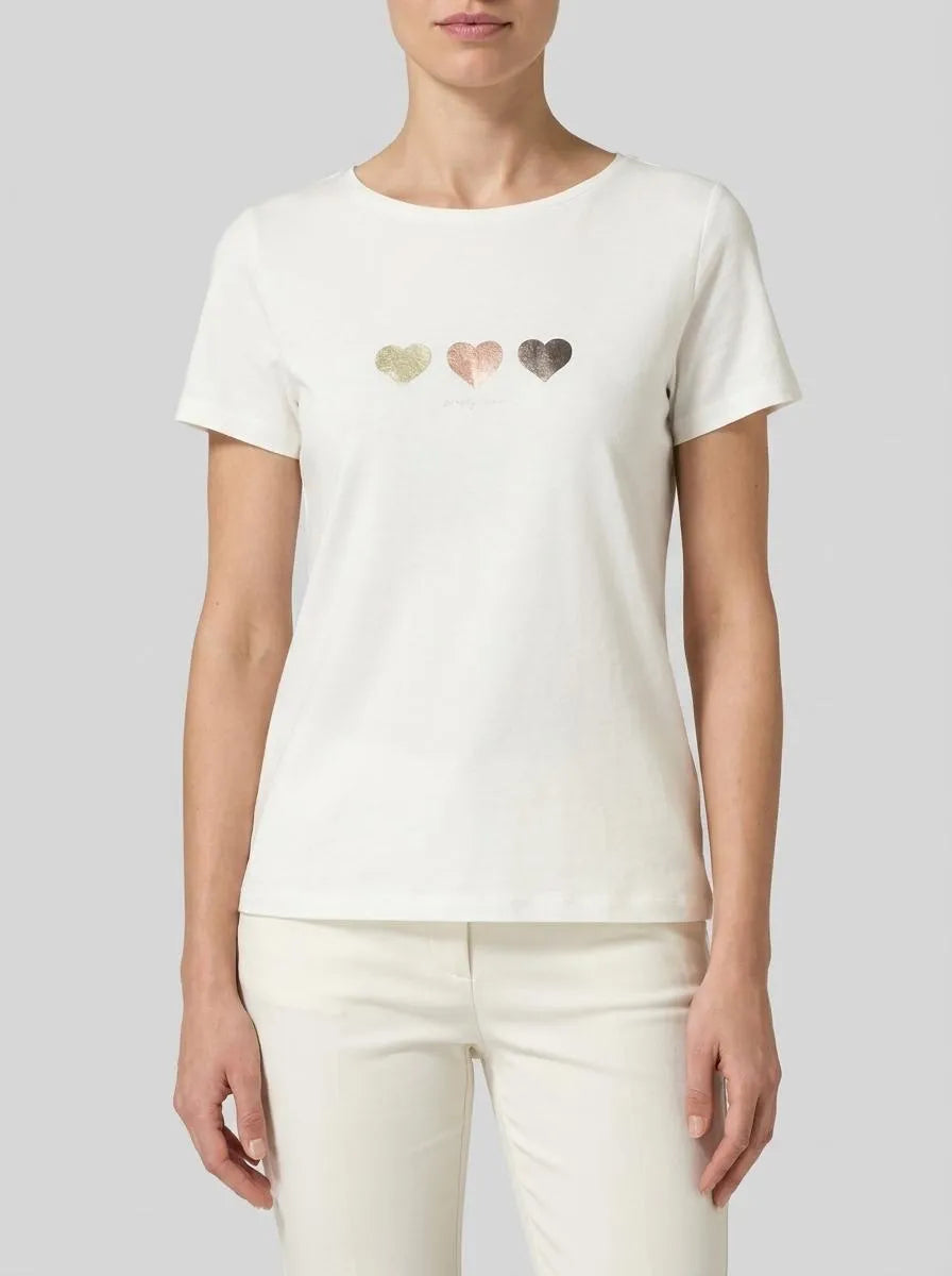More &amp; More Off White Women T-Shirt with Heart Trio SKU: 61010053_0041 Image 00