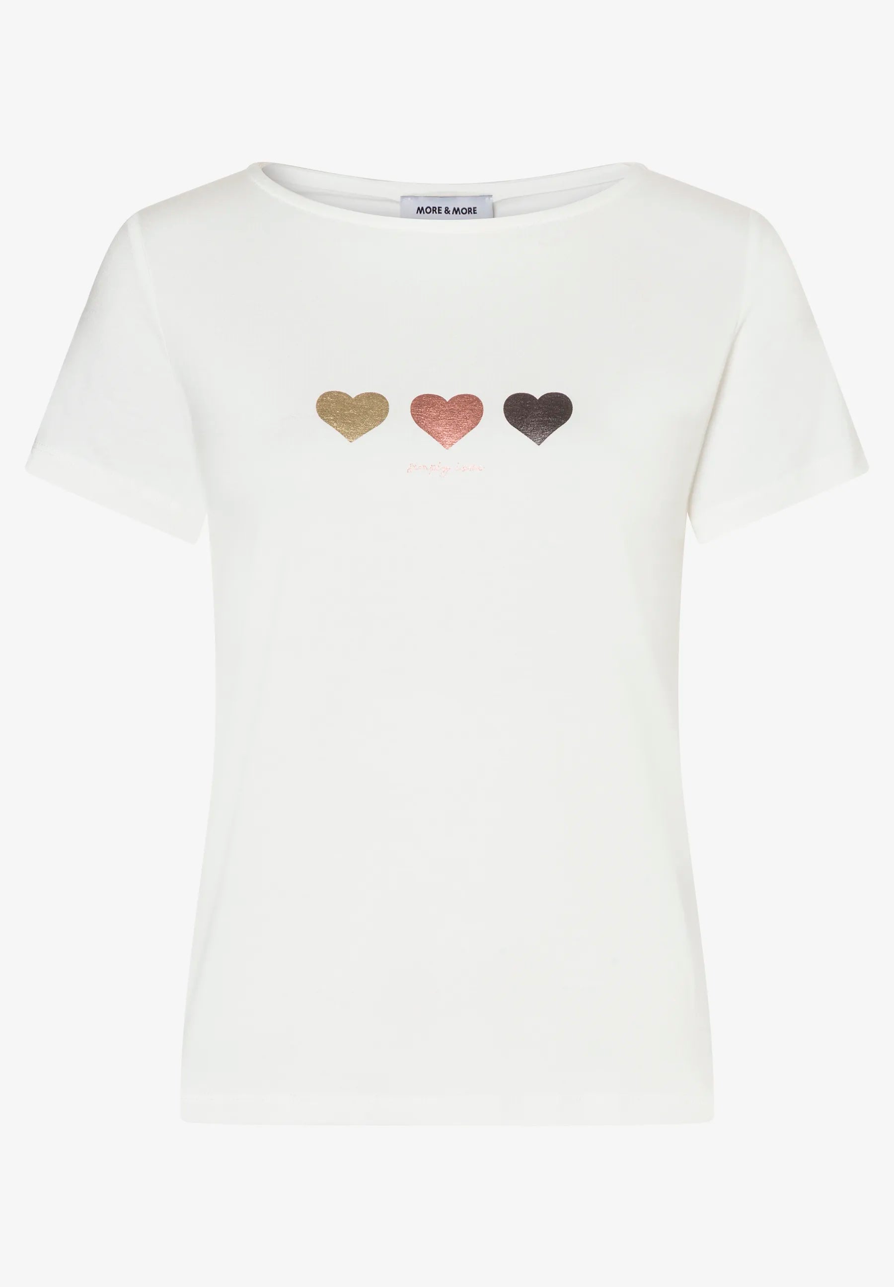 More &amp; More Off White Women T-Shirt with Heart Trio SKU: 61010053_0041 Image 02